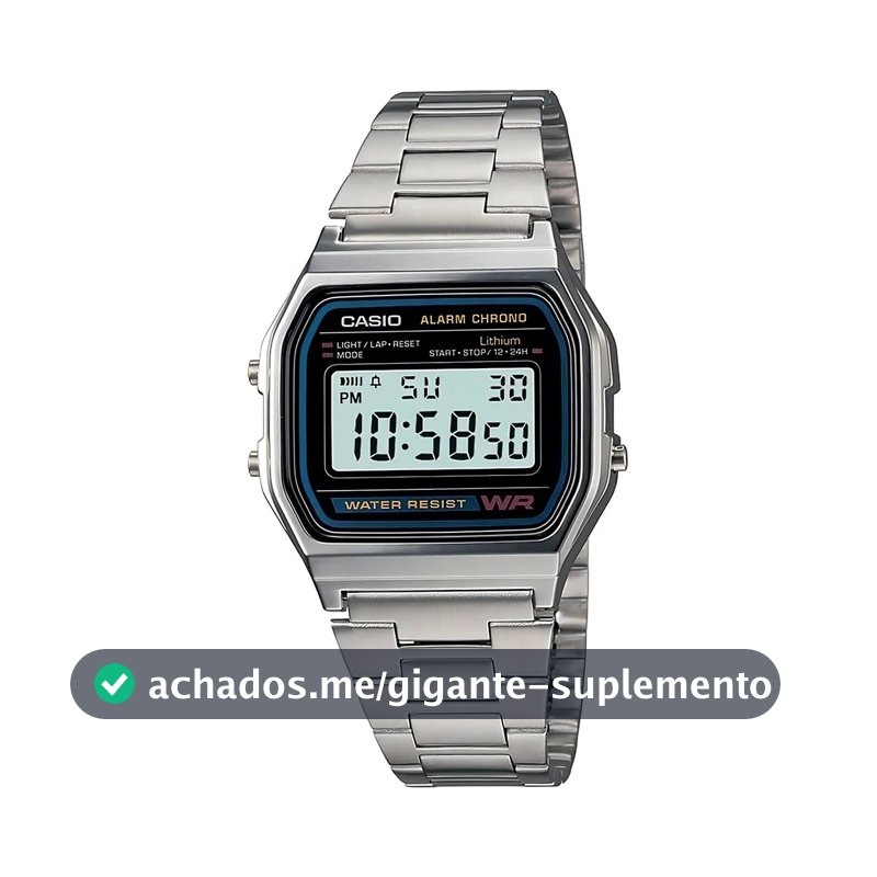Relogio Casio Unissex Vintage Prata - A158wa-1df Correia Prateado Bisel Prateado Fundo P