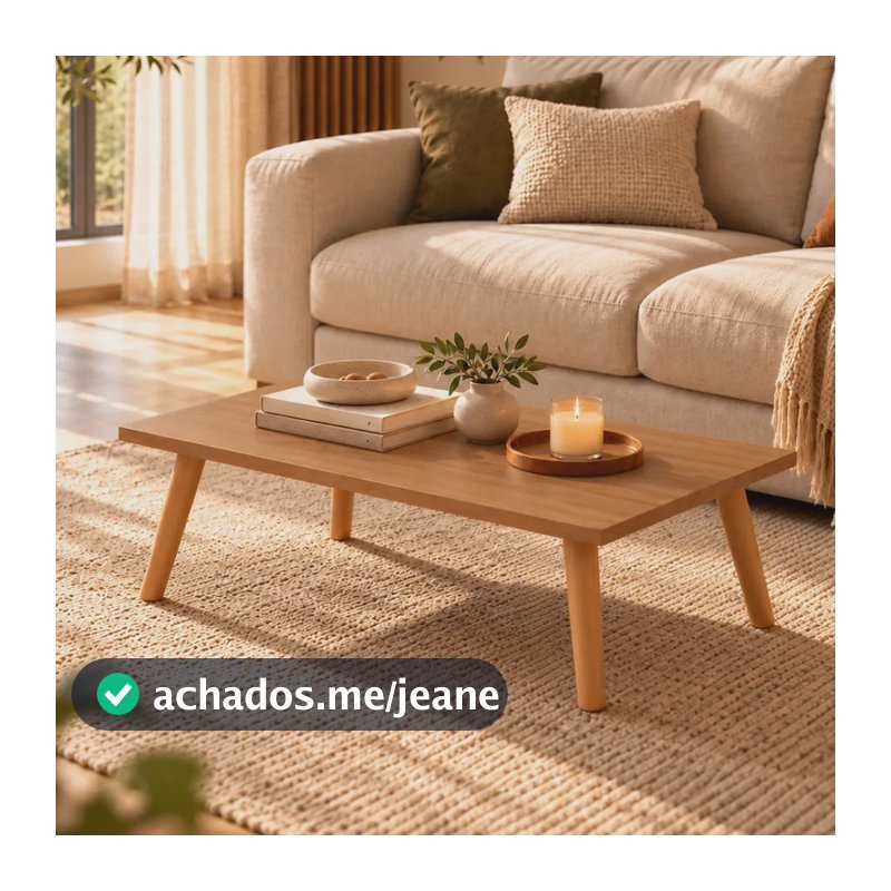 Mesa De Centro Retangular Grande Freijó Sala De Estar Mesa Centro Madeira 65x45 Com Pés De Madeira Maciça