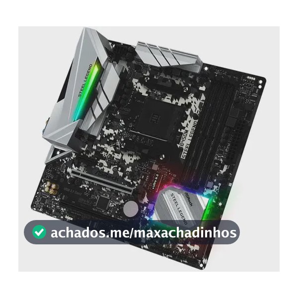 Placa-Mãe ASRock B450M Steel Legend AM4 DDR4 M-ATX com 2 Slots M.2