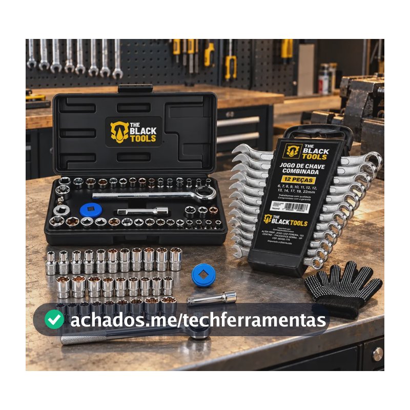 Kit Jogo Chave Catraca 40 Pçs E Chave Combinada 12 Pçs Luva Prateado