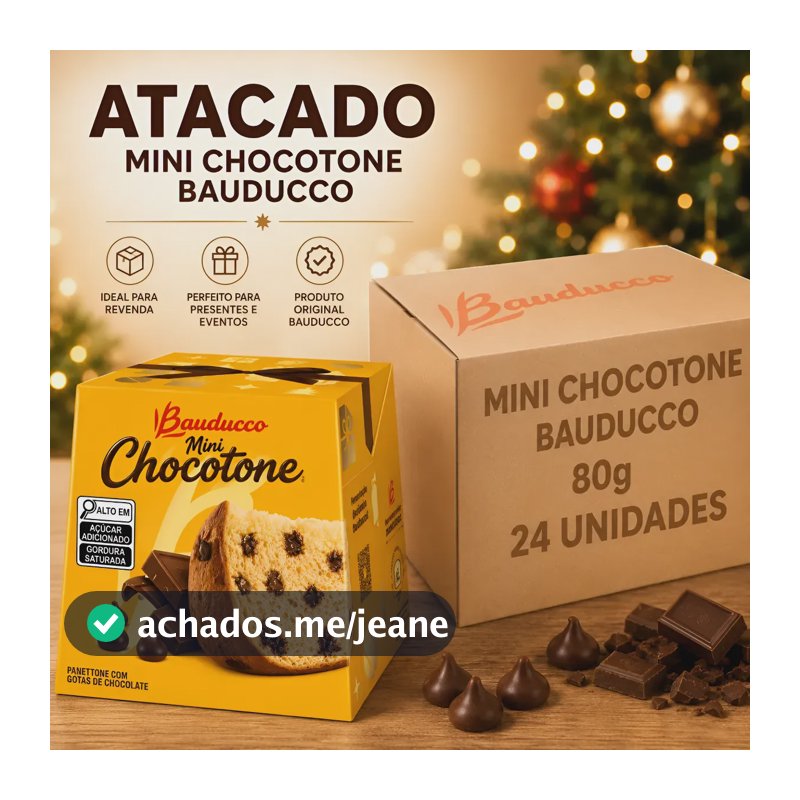 Atacado Kit 24 Mini Chocottone Bauducco 80g Natal Panetone 24 Mini Chocottone
