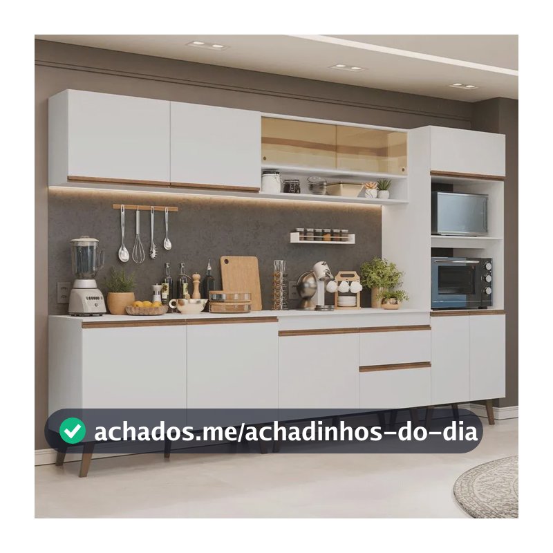 Armário De Cozinha Completa 310 Cm Pieta Madesa 02 Branco