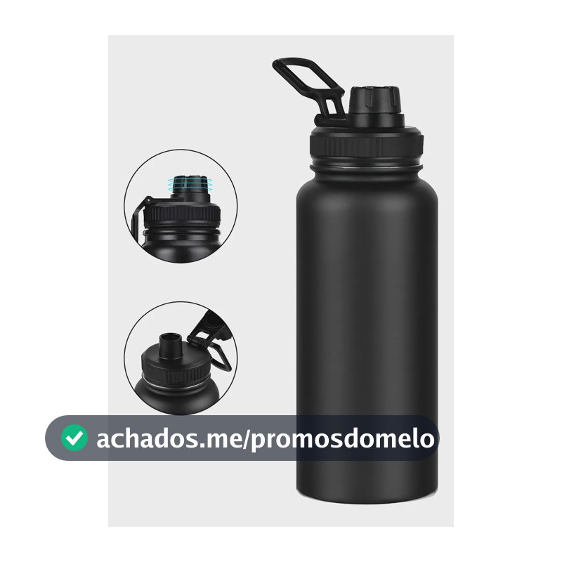 600ml Garrafa Térmica Isolada A Vácuo Água Gelada Academia Preto