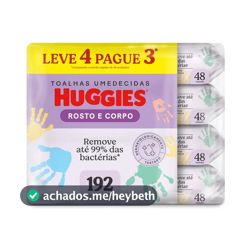 Lenços Umedecidos Huggies Rosto E Corpo 4 pcts - 192 Un