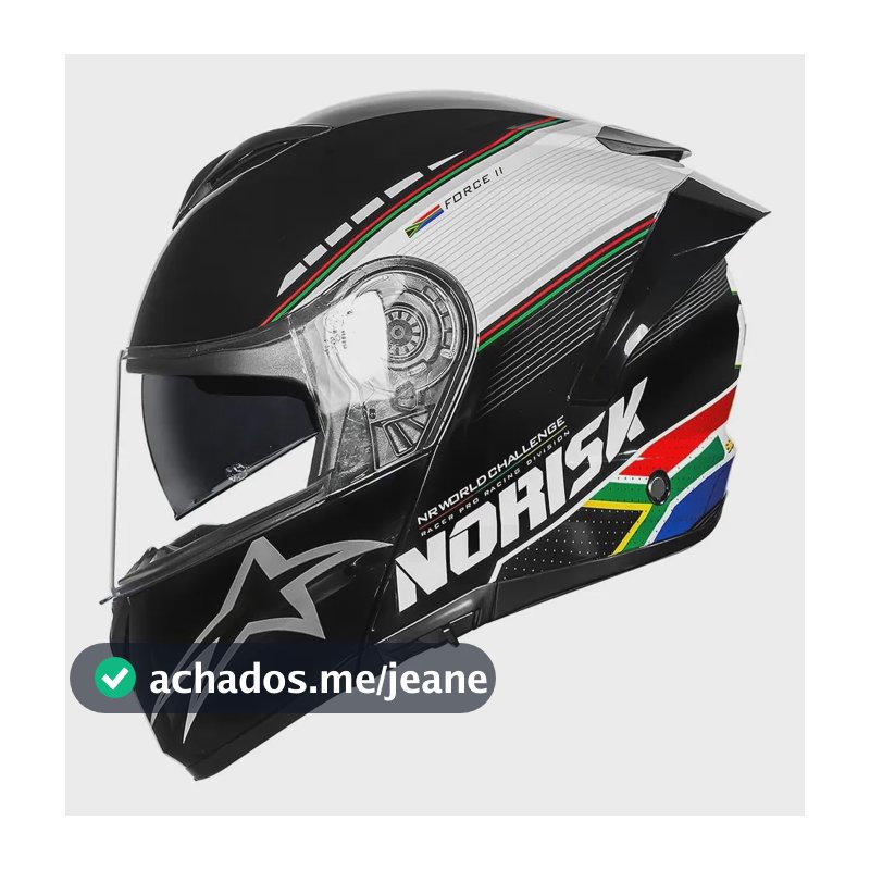 Capacete Norisk Force 2 Grand Prix Africa Do Sul Articulado Africa Do Sul Grand Prix Brilhante 57/58