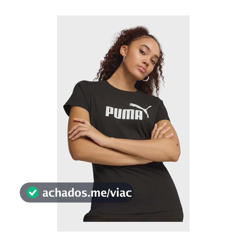 Camiseta Feminina Ess No. 1 Logo Puma Preta Geométrico P