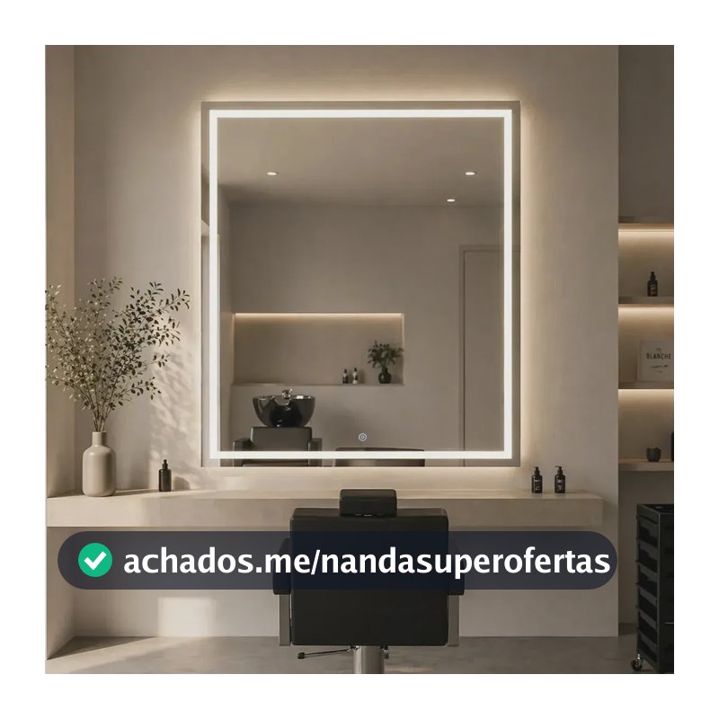Espelho Jateado 60x40cm Com Led 3 Cores Touch Bivolt Closet