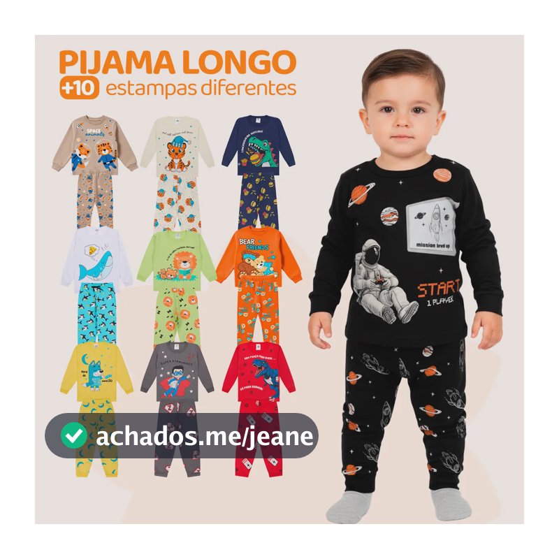 Kit 4 Peças De Pijama Menino Infantil Manga Longa Inverno Pijama Manga Longa 3