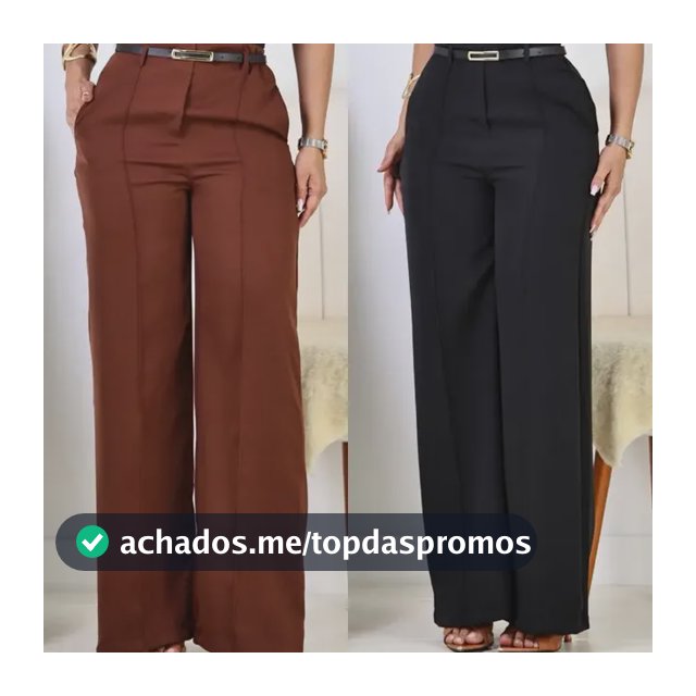 Kit 2 Calça Pantalona Feminina Alfaiataria Elegante C/ Cinto