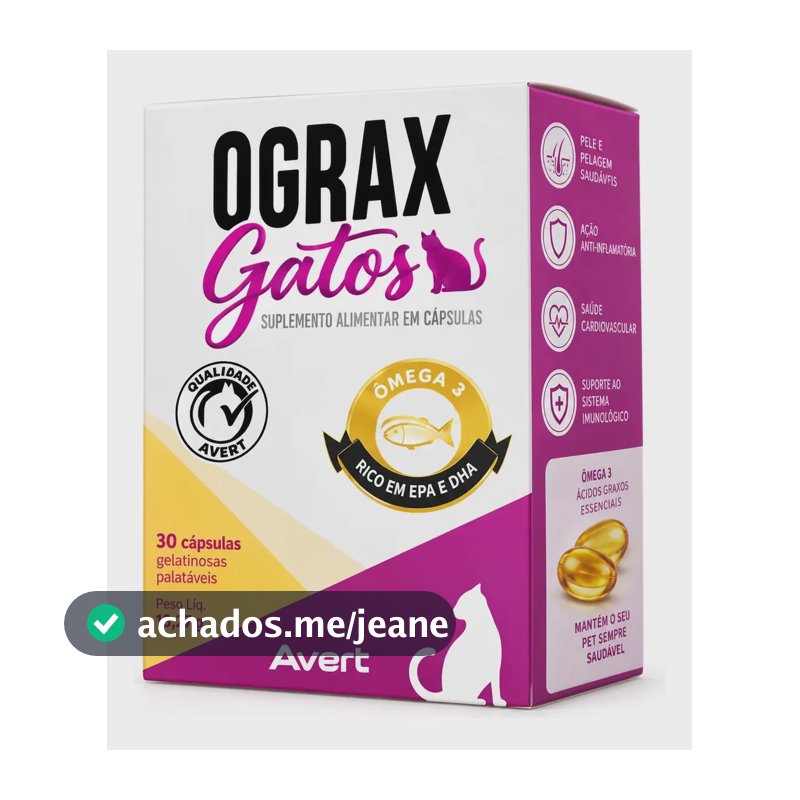 Ograx Gatos Com 30 Capsulas Ômega 3 Ácidos Graxos Essenciais