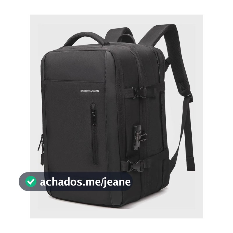 Mochila De Viagem Com Cadeado Anti-furto Expansível Commuter Preto Liso