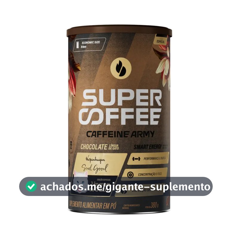 Cafeína Caffeine Army SuperCoffee - Lingua de Gato em pó sabor Chocolate ao leite x 380mL