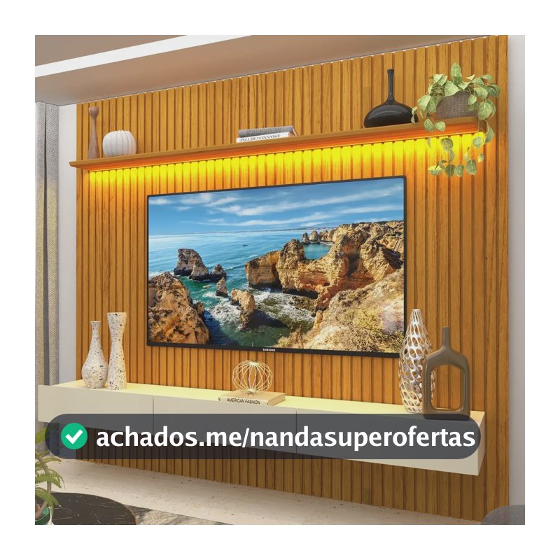 Estante Home Ripada Para Tv Até 85 Polegadas Com Led If Naturale/off White