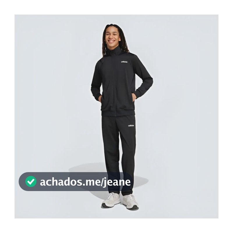 Conjunto De Agasalho Masculino Linear adidas G Black Liso
