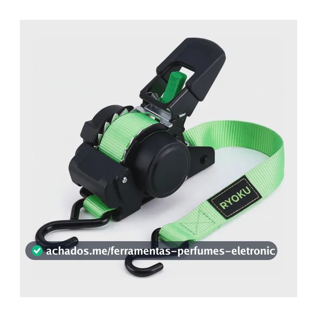 Cinta Catraca Automatica Retratil 3,5m 680kg Para Amarracao Verde
