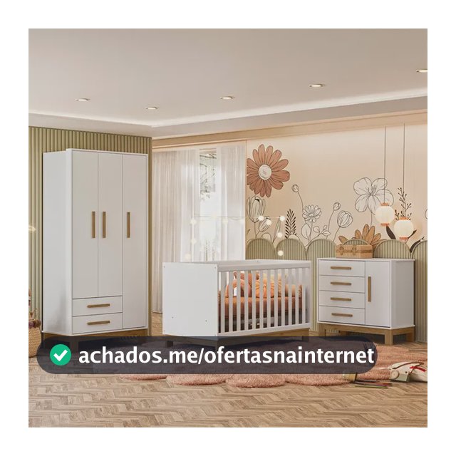 Kit Infantil Q Encanto Slim Berço Cômoda Guarda Roupa Qmovi