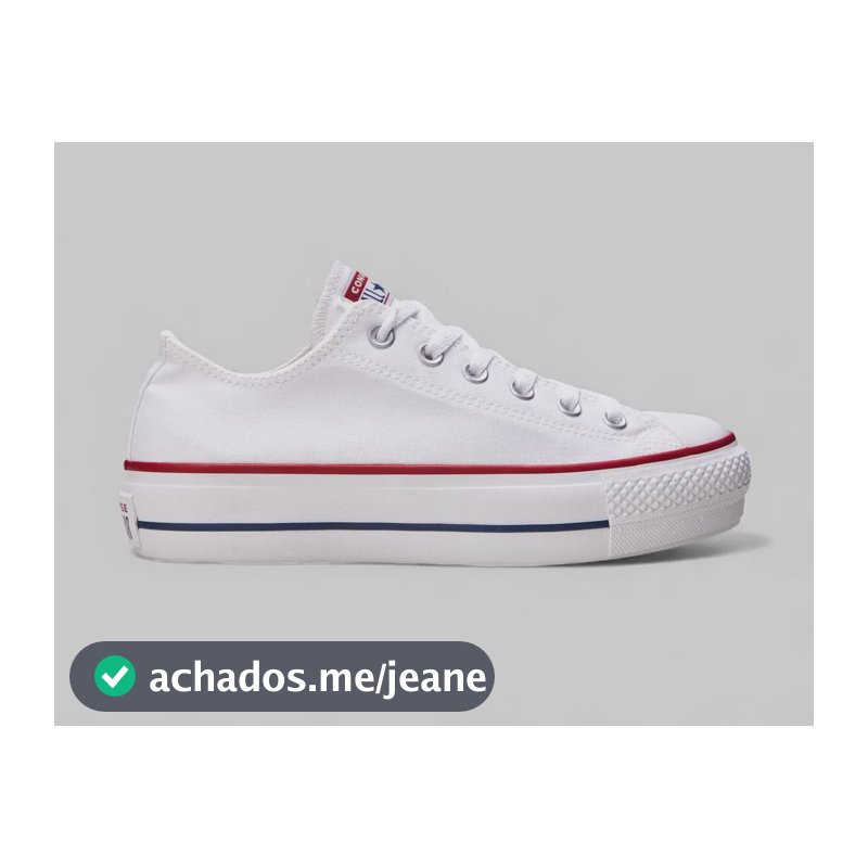 Tênis Chuck Taylor Lift Cano Curto Tecido All Star Branco/branco/marinho Liso 37 Br