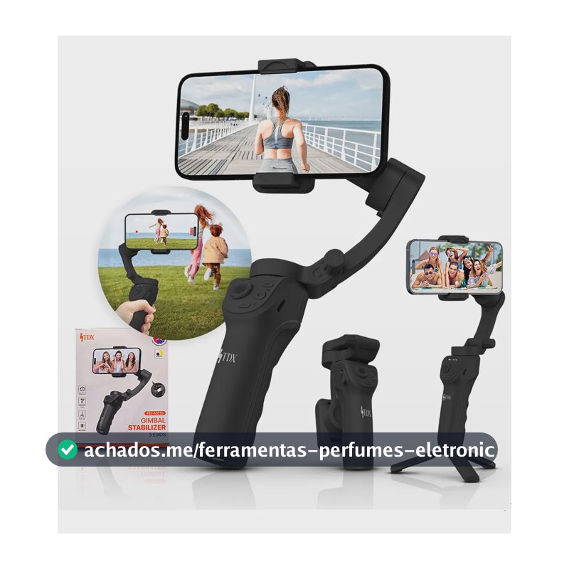 Estabilizador Celular Gimbal 3 Eixos Para Tripé Ia Video Estabilizador Câmera 360 Compatível Com iPhone Andoid Ios Marca Tdx Cor Preto