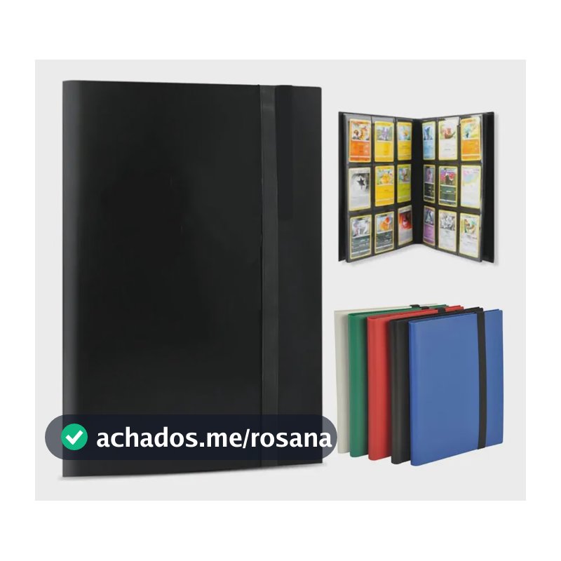 Fichário Álbum Para Cartas Pokémon 360 Slots Pasta Mgg Preto