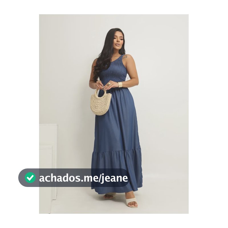Vestido Longo Feminino Lastex Mula Manca Um Ombro Só Azul Jeans Liso M