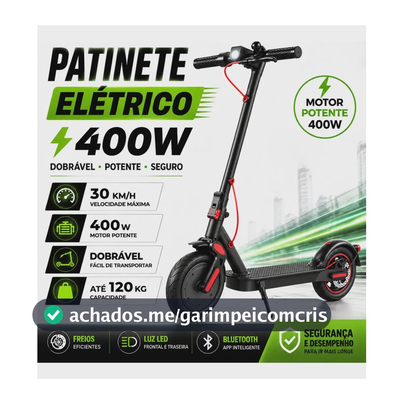 Patinete Elétrico Adulto, Freio Duplo, Capacidade de Carga 120KG