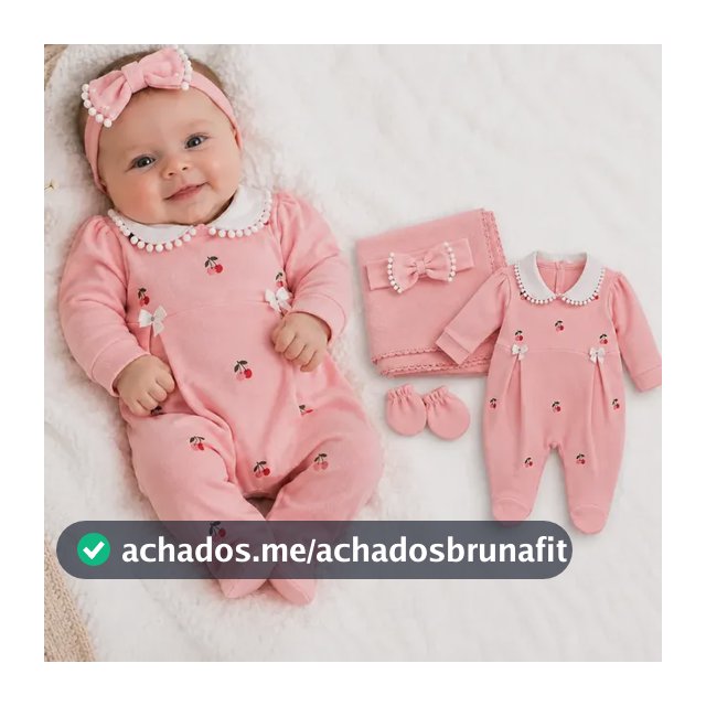 Saida De Maternidade Menina Vestido Faixinha 04 Peças Amanda