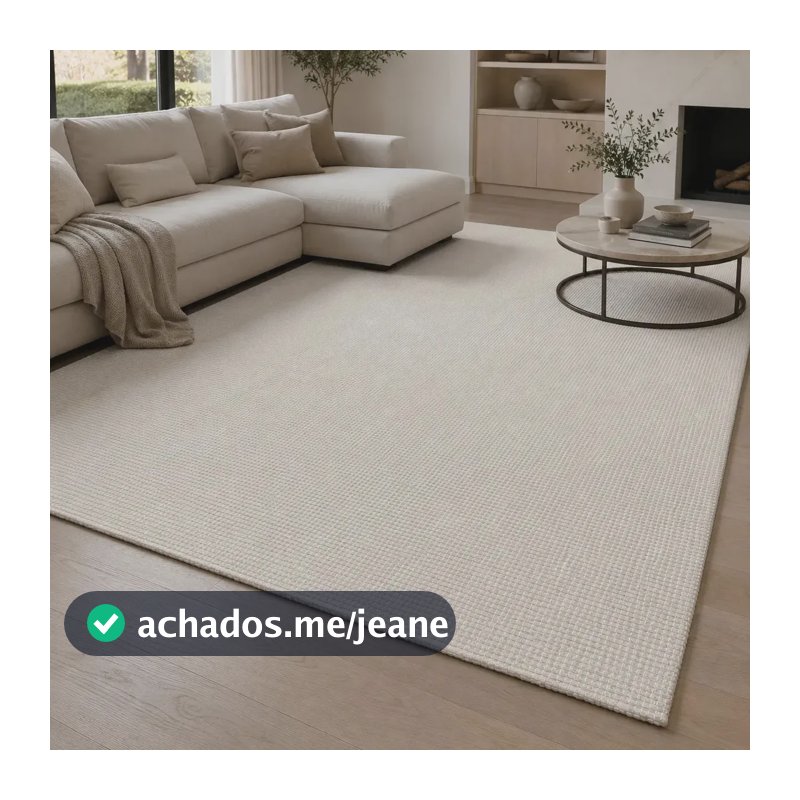 Tapete Sala Quarto Grande 300x250 Algodão Antiderrapante 3 M 2.5 M Boho Creme