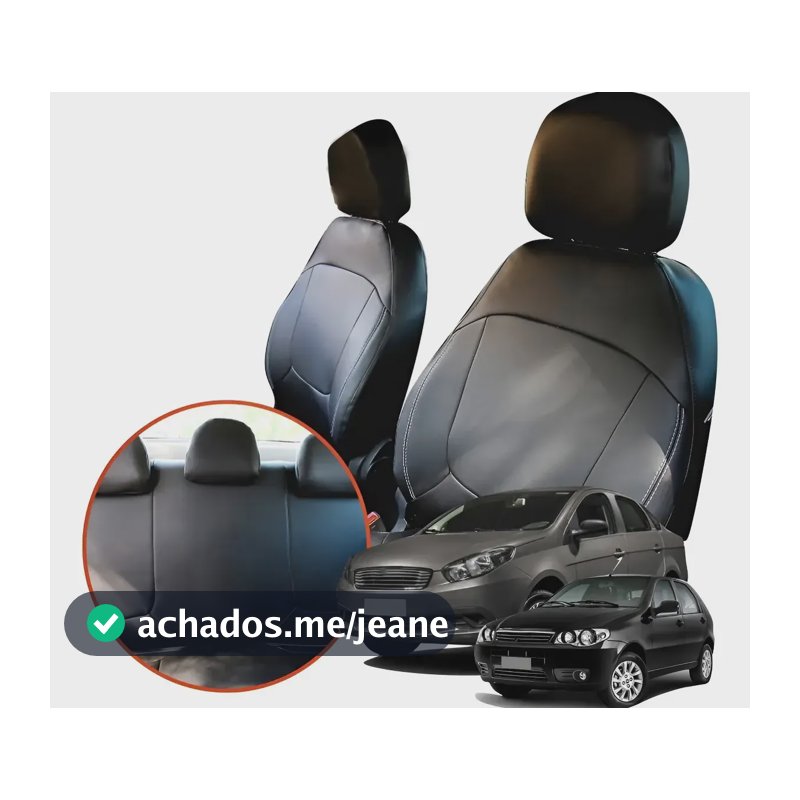 Capa Banco Carro Couro Sob Medida Acolchoada Ajuste Perfeito Preto Palio 2004 Á 2010