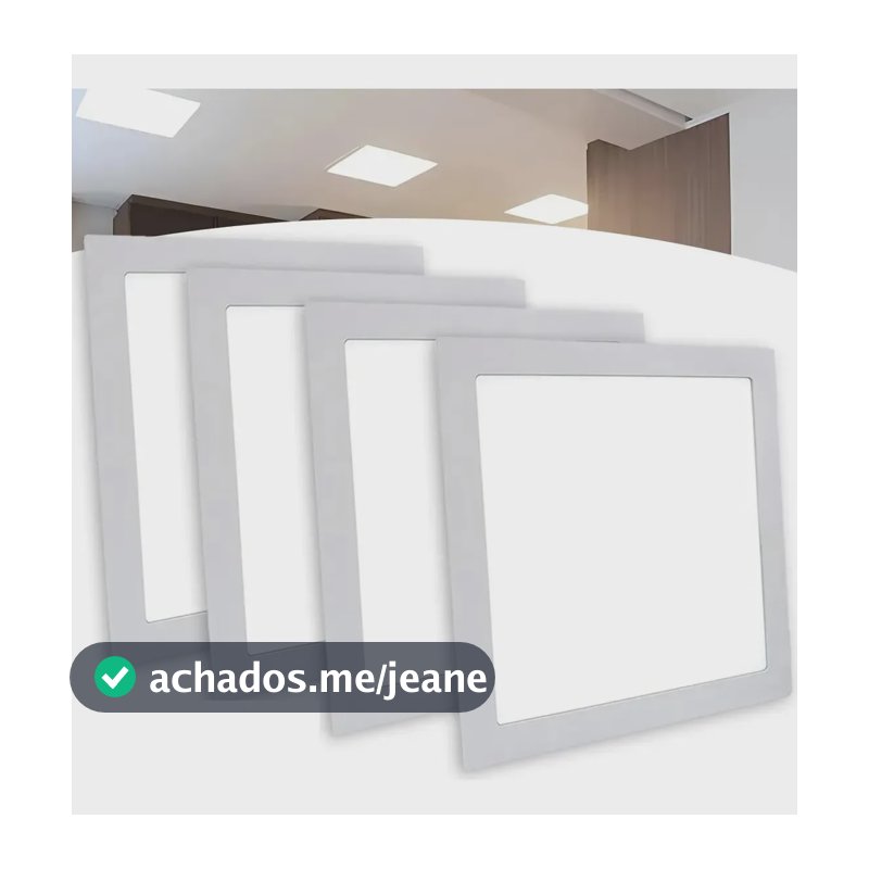Kit Com 4 Plafon Painel Led Embutir 30x30 Quadrado 6000k/6500k Branco Frio Completo 24w/25w