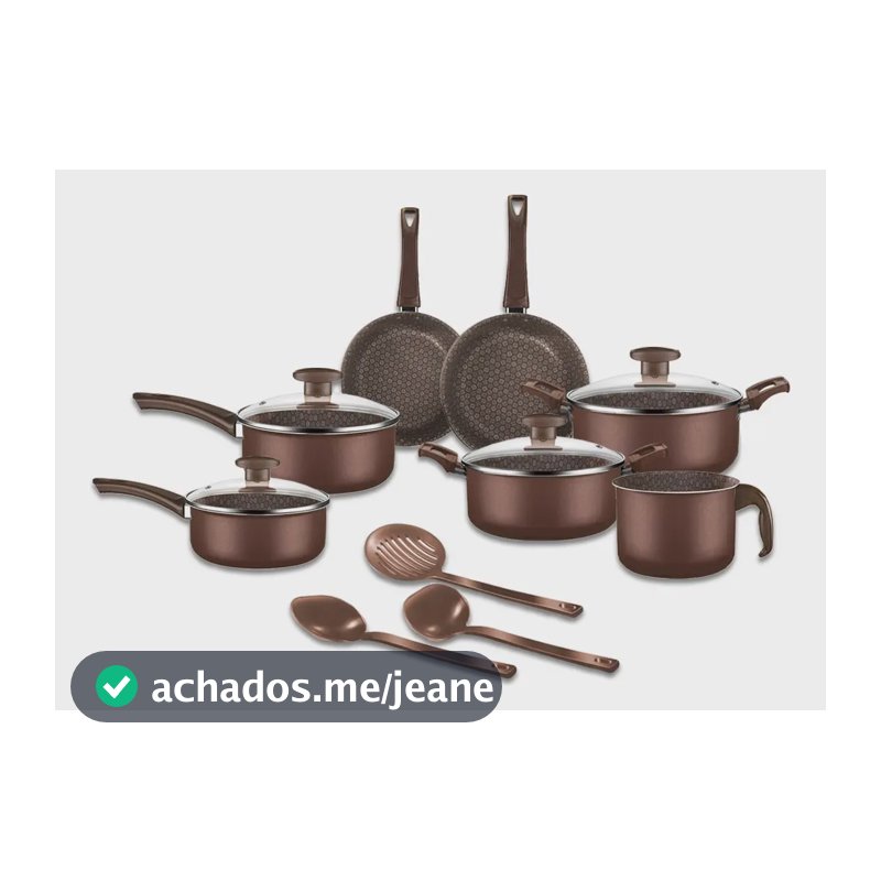Jogo De Panelas 10 Peças Antiaderente Mocha Teflon Marrom-escuro