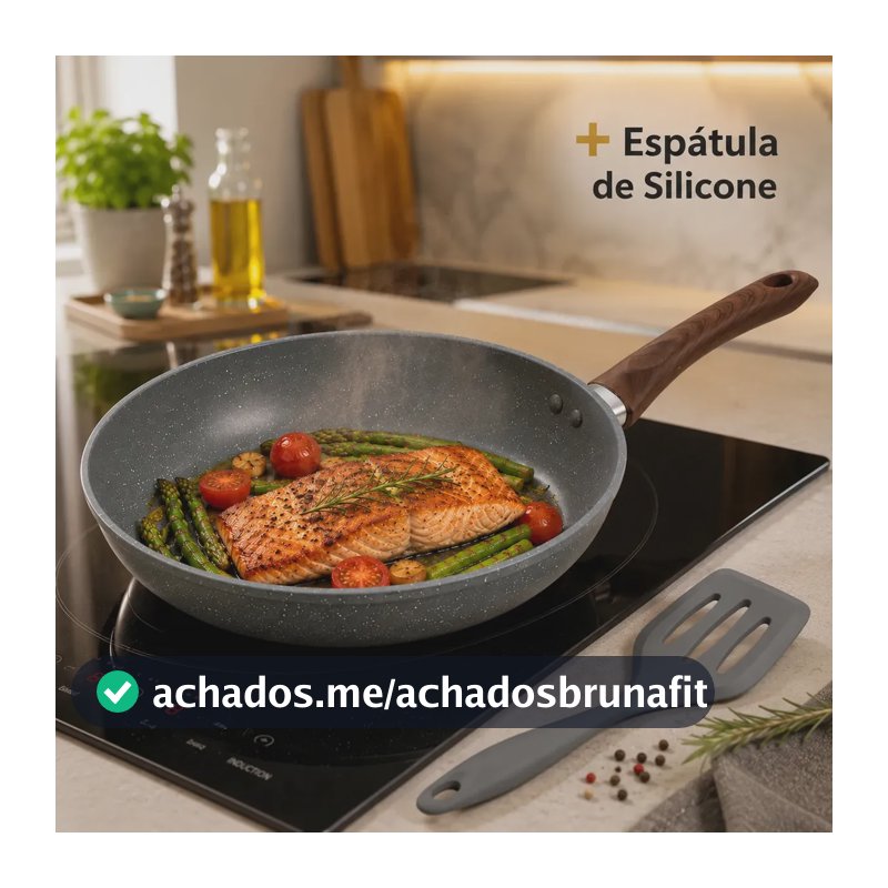 Frigideira de Indução Cerâmica Antiaderente Grande Não Gruda Frita Sem Óleo Fogão a Gás Indução Cooktop Elétrico Panela 24cm Cinza Carneiri