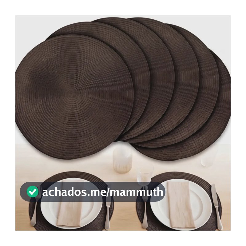 Kit 6 Jogo Americano Redondo Marrom Sousplat Mesa Posta 37cm Facil De Limpar Cozinha Restaurante