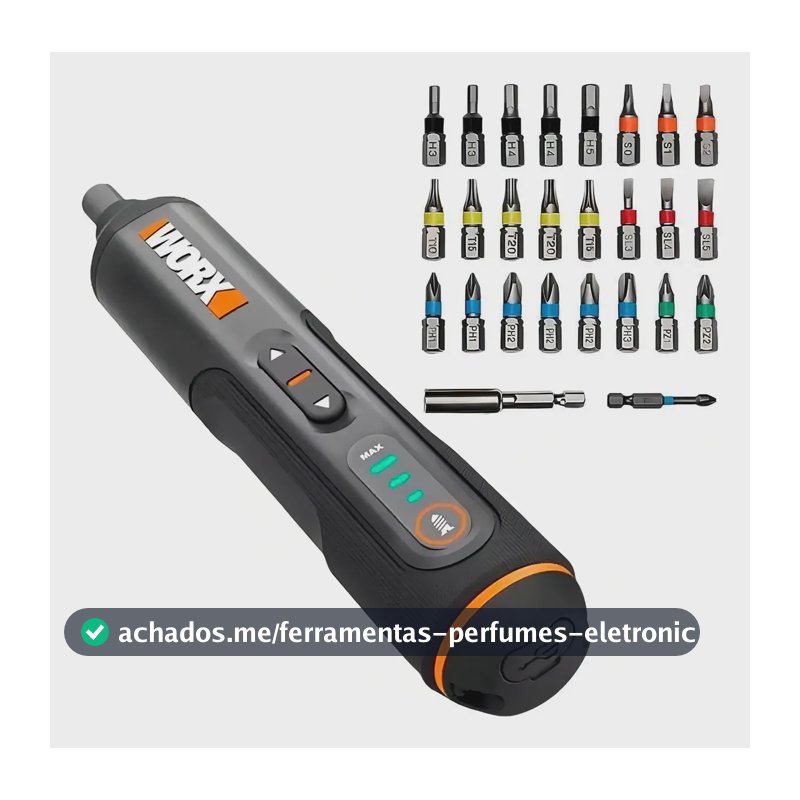 Parafusadeira Bivolt 4,0v Com Led E Kit Bits Wx240 Worx Cor Preto Frequência 60hz