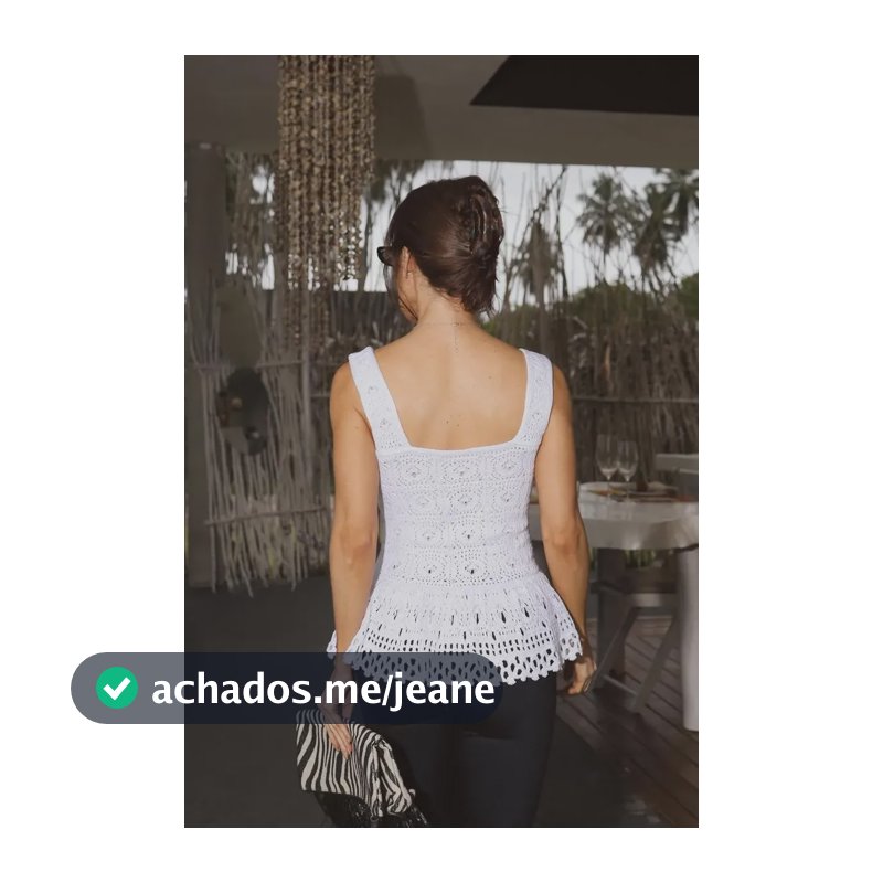 Blusa Peplum Regata Tricot Modal Rendada Feminina Virginia Branco Único