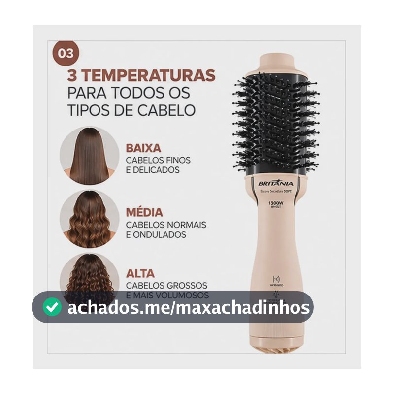 Escova Secadora Britânia Bivolt 1300w Soft Bec07r Original