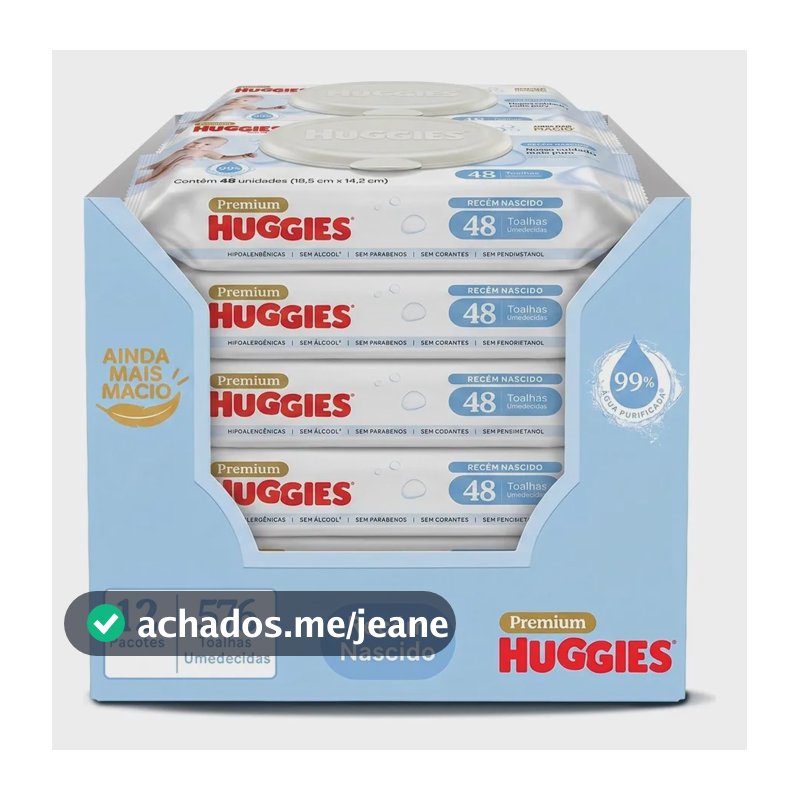 Lenços Umedecidos Huggies Recém Nascido Pack C/12 - 576 Un