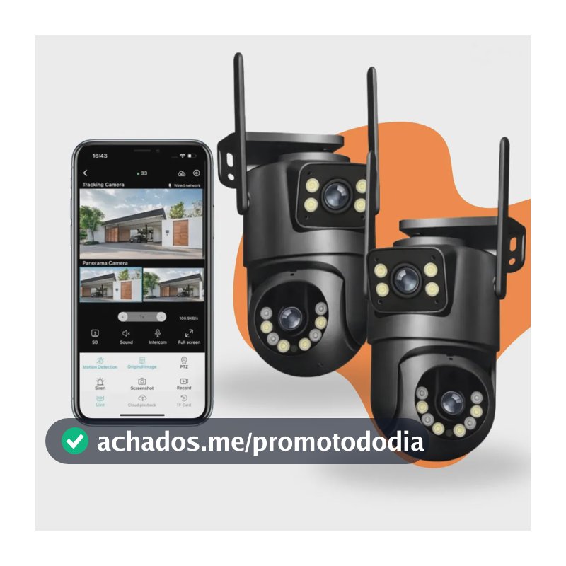 Kit 2 Câmeras IP Full HD WiFi para Segurança Residencial com Áudio Bidirecional e Visão Noturna Colorida