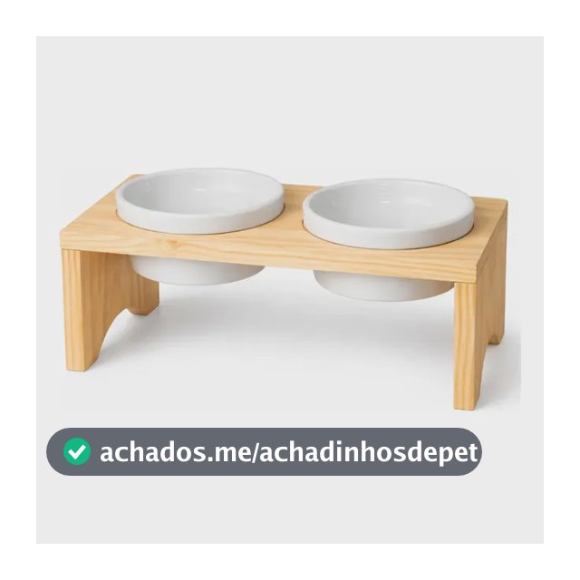 Comedouro Madeira Pet Tigelas Porcelana 210ml Cachorro Gato Branco