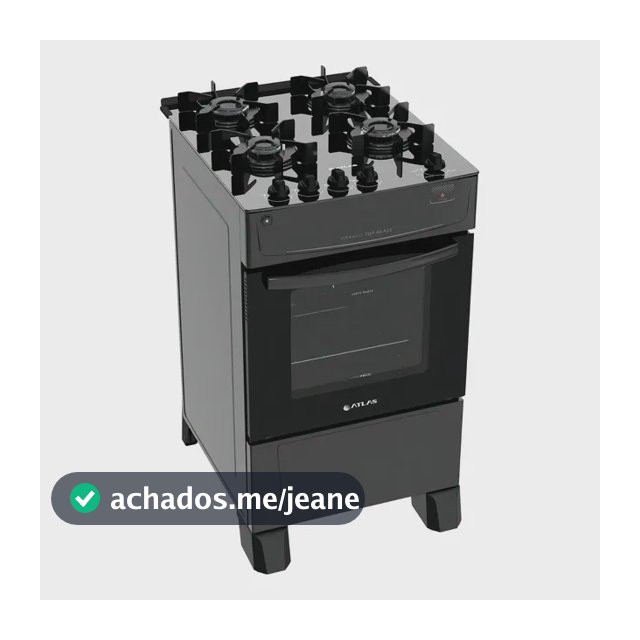 Fogão 4 Bocas Atlas Mônaco Top Glass com Mesa de Vidro e Acendimento Automático Preto Bivolt