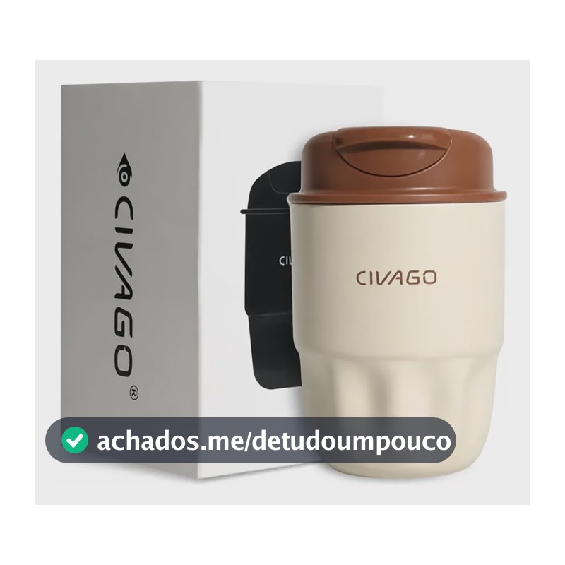 300ml Copo Térmico Inox Com Tampa Para Café E Chá Civago Café