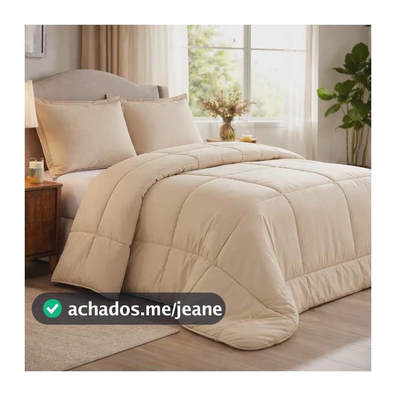 Edredom Super King Size Percal 400 Fios Liso Anti Alergico Avelã Liso