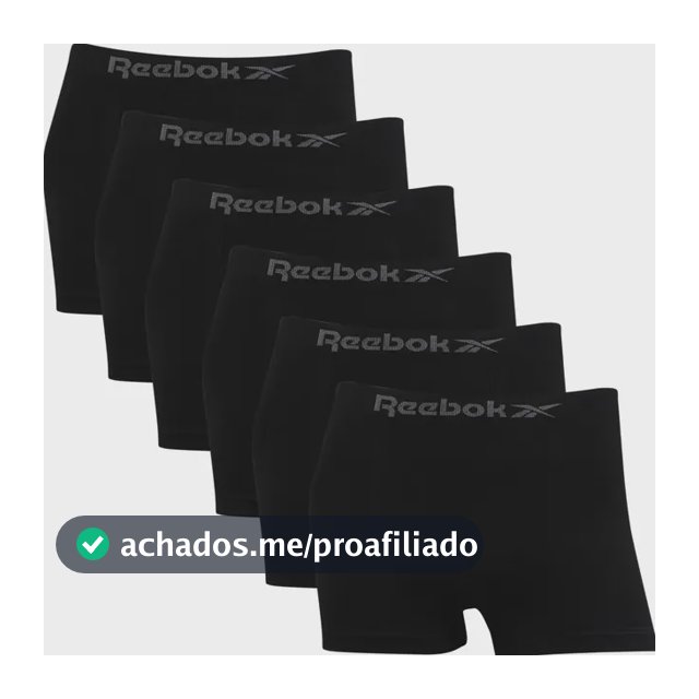 Kit 6 Cuecas Reebok Boxer Microfibra Classic Masculina
