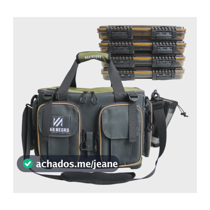 Bolsa De Pesca Anglers Mar Negro Com 4 Estojos E Acessórios Verde
