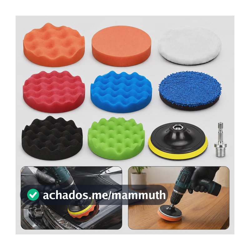 Kit Polimento Automotivo 5 Pol. 10pçs Boinas P/ Furadeira