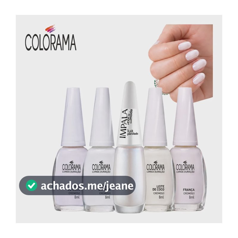 Kit 5 Esmaltes Colorama Impala Branco Francesinha Perolado 5 Cores