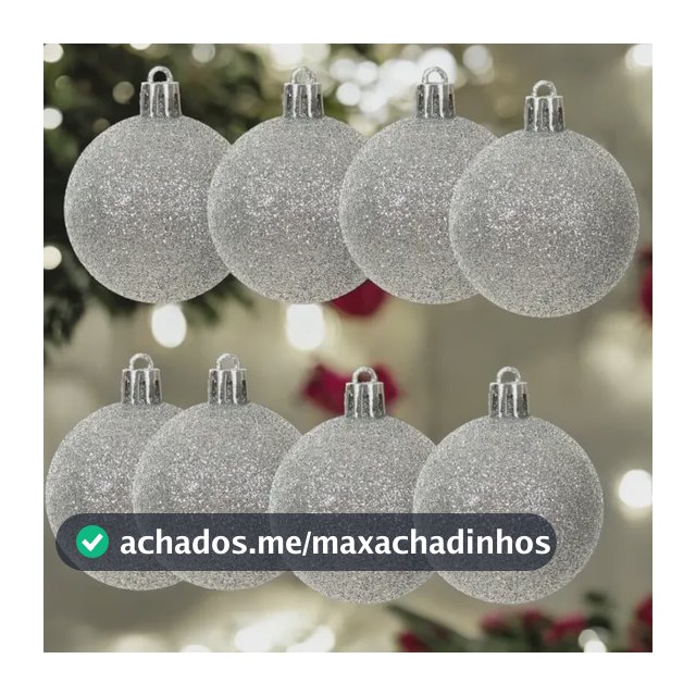 Kit Bolas De Natal Prata Com Glitter Luxo Florarte C/8un Prata Com Glitter Natal