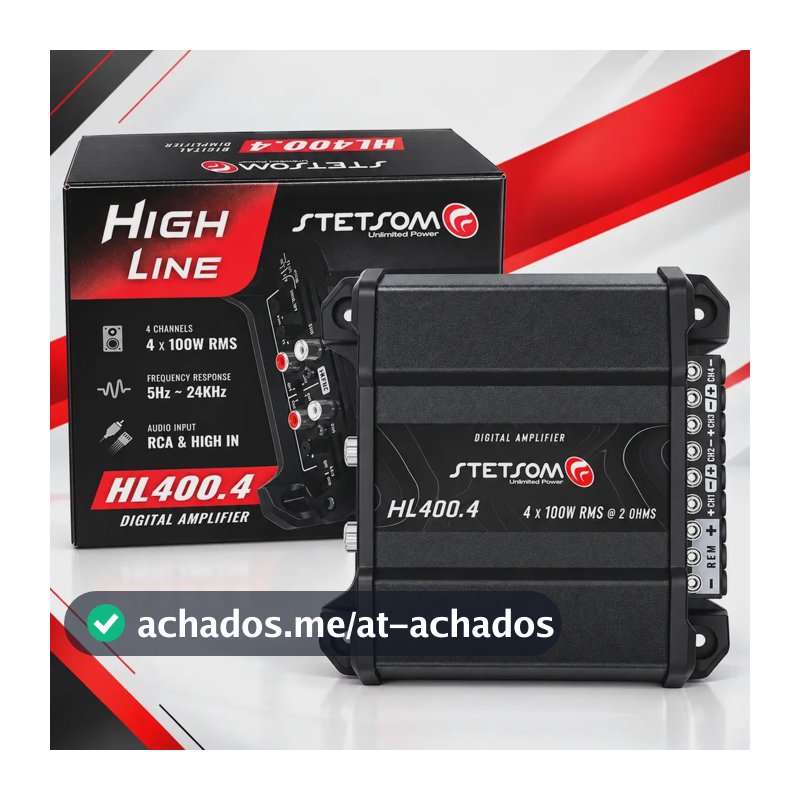 Amplificador Stetsom Hl400.4 400w 4 Canais Bridge 4 Ohms 400 Preto
