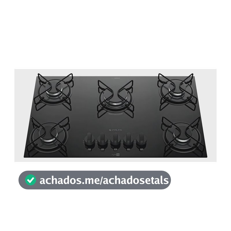 Cooktop 5 Bocas A Gás Atlas Agile Up Mega Chama Preto