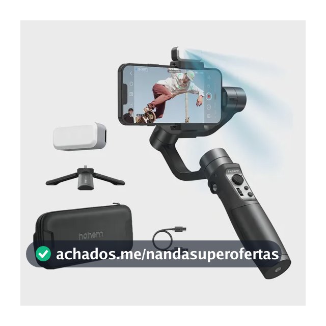 Hohem Gimbal Isteady Mobile Plus+ Kit Led 3 Eixos Portátil Preto