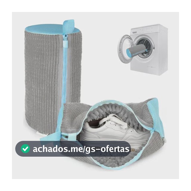 Saco para Lavar Tênis Cinza com Zíper, de Poliéster
